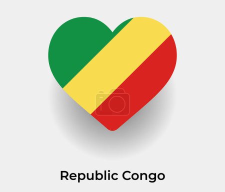 Téléchargez les illustrations : République Congo drapeau forme de coeur icône de pays illustration vectorielle - en licence libre de droit