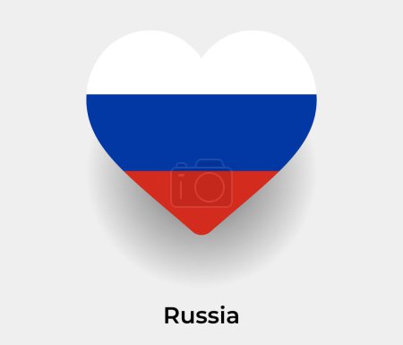 Téléchargez les illustrations : Russie drapeau forme de coeur icône de pays illustration vectorielle - en licence libre de droit