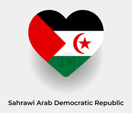 Téléchargez les illustrations : Drapeau République arabe sahraouie démocratique forme de coeur icône de pays illustration vectorielle - en licence libre de droit