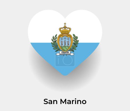 Téléchargez les illustrations : Drapeau Saint-Marin forme de coeur icône du pays illustration vectorielle - en licence libre de droit