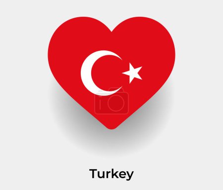 Illustration for Turkey flag heart shape country icon vector illustration - Royalty Free Image