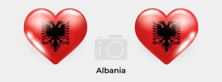 Illustration for Albania flag realistic glas heart icon vector illustration - Royalty Free Image
