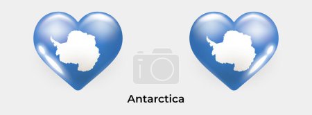 Ilustración de Antártida bandera realista vidrio corazón icono vector ilustración - Imagen libre de derechos
