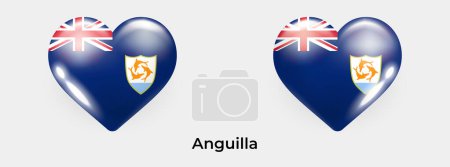 Téléchargez les illustrations : Anguilla drapeau réaliste glas coeur icône vectoriel illustration - en licence libre de droit