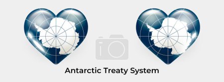 Téléchargez les illustrations : Antarctique Traité système drapeau réaliste glas coeur icône vectoriel illustration - en licence libre de droit