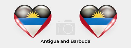 Téléchargez les illustrations : Antigua-et-Barbuda drapeau réaliste glas coeur icône vectoriel illustration - en licence libre de droit