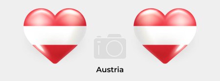 Téléchargez les illustrations : Autriche drapeau réaliste glas coeur icône vectoriel illustration - en licence libre de droit
