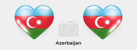Téléchargez les illustrations : Drapeau azerbaïdjanais réalistes icône coeur illustration vectorielle - en licence libre de droit