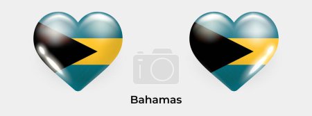 Téléchargez les illustrations : Drapeau Bahamas réalistes glas coeur icône vectoriel illustration - en licence libre de droit