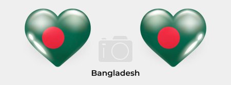 Téléchargez les illustrations : Drapeau Bangladesh réaliste glas coeur icône vectoriel illustration - en licence libre de droit