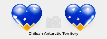 Illustration for Chilean Antarctic Territory flag realistic glas heart icon vector illustration - Royalty Free Image