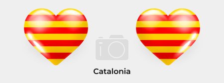 Catalonia flag realistic glas heart icon vector illustration