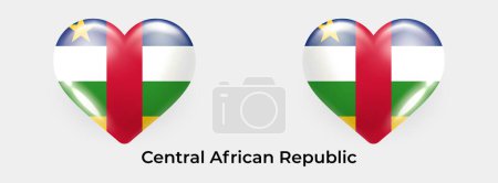Illustration for Central African Republic flag realistic glas heart icon vector illustration - Royalty Free Image