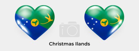 Illustration for Christmas Ilands flag realistic glas heart icon vector illustration - Royalty Free Image