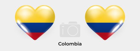 Téléchargez les illustrations : Colombie drapeau réaliste glas coeur icône vectoriel illustration - en licence libre de droit