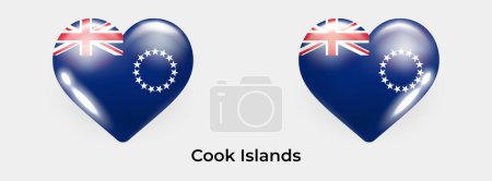 Téléchargez les illustrations : Drapeau des îles Cook réalistes glas icône du coeur illustration vectorielle - en licence libre de droit