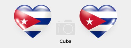 Illustration for Cuba flag realistic glas heart icon vector illustration - Royalty Free Image