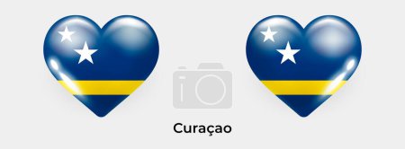 Illustration for Curacao flag realistic glas heart icon vector illustration - Royalty Free Image