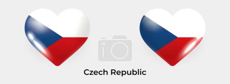 Téléchargez les illustrations : Drapeau République tchèque réaliste glas coeur icône vectoriel illustration - en licence libre de droit