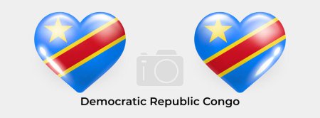 Ilustración de República Democrática Congo bandera realista glas corazón icono vector ilustración - Imagen libre de derechos