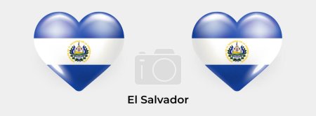 Illustration for El Salvador flag realistic glas heart icon vector illustration - Royalty Free Image