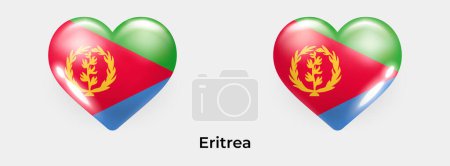 Téléchargez les illustrations : Érythrée drapeau réaliste glas coeur icône vectoriel illustration - en licence libre de droit