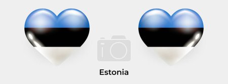 Téléchargez les illustrations : Estonie drapeau réaliste glas coeur icône vectoriel illustration - en licence libre de droit