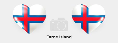 Illustration for Faroe Island flag realistic glas heart icon vector illustration - Royalty Free Image
