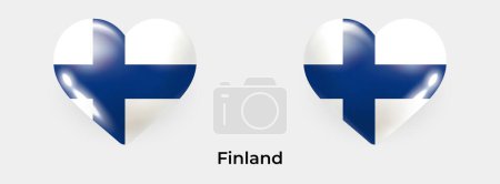 Téléchargez les illustrations : Finlande drapeau réaliste glas coeur icône vectoriel illustration - en licence libre de droit