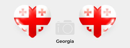 Téléchargez les illustrations : Géorgie drapeau réaliste glas coeur icône vectoriel illustration - en licence libre de droit