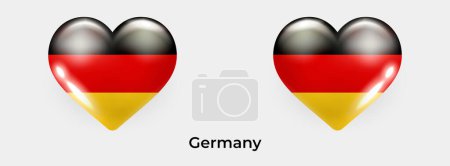 Téléchargez les illustrations : Allemagne drapeau réaliste glas coeur icône vectoriel illustration - en licence libre de droit