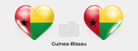 Téléchargez les illustrations : Guinée Bissau drapeau réaliste glas coeur icône vectoriel illustration - en licence libre de droit