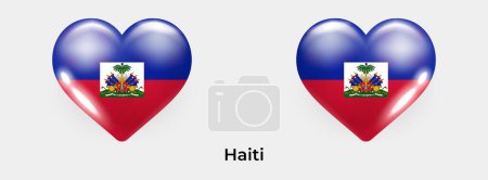 Téléchargez les illustrations : Haïti drapeau réaliste glas coeur icône vectoriel illustration - en licence libre de droit