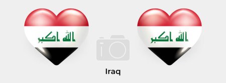 Téléchargez les illustrations : Irak drapeau réaliste glas coeur icône vectoriel illustration - en licence libre de droit