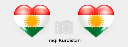 Ilustración de Bandera del Kurdistán iraquí realista glas corazón icono vector ilustración - Imagen libre de derechos