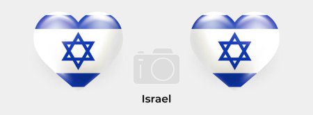 Téléchargez les illustrations : Israël drapeau réaliste glas coeur icône vectoriel illustration - en licence libre de droit