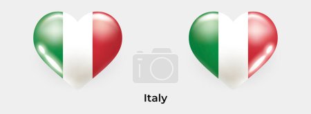 Téléchargez les illustrations : Italie drapeau réaliste glas coeur icône vectoriel illustration - en licence libre de droit