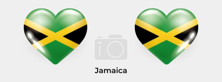 Téléchargez les illustrations : Drapeau Jamaïque réaliste glas coeur icône vectoriel illustration - en licence libre de droit