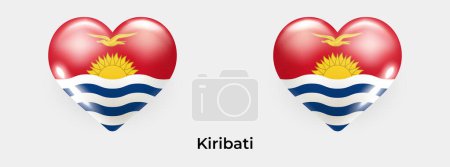 Téléchargez les illustrations : Kiribati drapeau réaliste glas coeur icône vectoriel illustration - en licence libre de droit