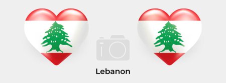 Illustration for Lebanon flag realistic glas heart icon vector illustration - Royalty Free Image