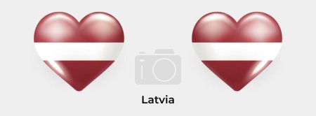 Téléchargez les illustrations : Lettonie drapeau réaliste glas coeur icône vectoriel illustration - en licence libre de droit