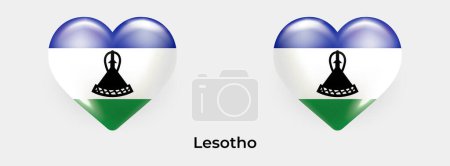 Téléchargez les illustrations : Drapeau Lesotho réaliste glas coeur icône vectoriel illustration - en licence libre de droit