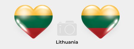Téléchargez les illustrations : Drapeau Lituanie réaliste glas coeur icône vectoriel illustration - en licence libre de droit