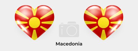 Téléchargez les illustrations : Drapeau de Macédoine réaliste glas icône de coeur illustration vectorielle - en licence libre de droit
