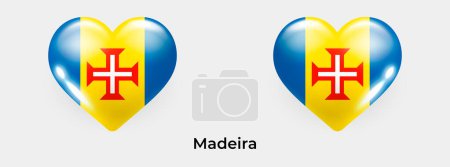 Illustration for Madeira flag realistic glas heart icon vector illustration - Royalty Free Image