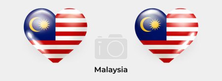 Ilustración de Malasia bandera realista glas corazón icono vector ilustración - Imagen libre de derechos