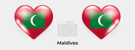 Téléchargez les illustrations : Drapeau des Maldives réalistes glas icône du coeur illustration vectorielle - en licence libre de droit