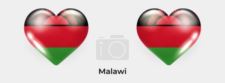 Téléchargez les illustrations : Malawi drapeau réaliste glas coeur icône vectoriel illustration - en licence libre de droit