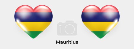 Illustration for Mauritius flag realistic glas heart icon vector illustration - Royalty Free Image