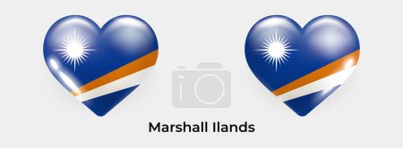 Ilustración de Marshall Ilands bandera realista vidrio icono del corazón ilustración vectorial - Imagen libre de derechos